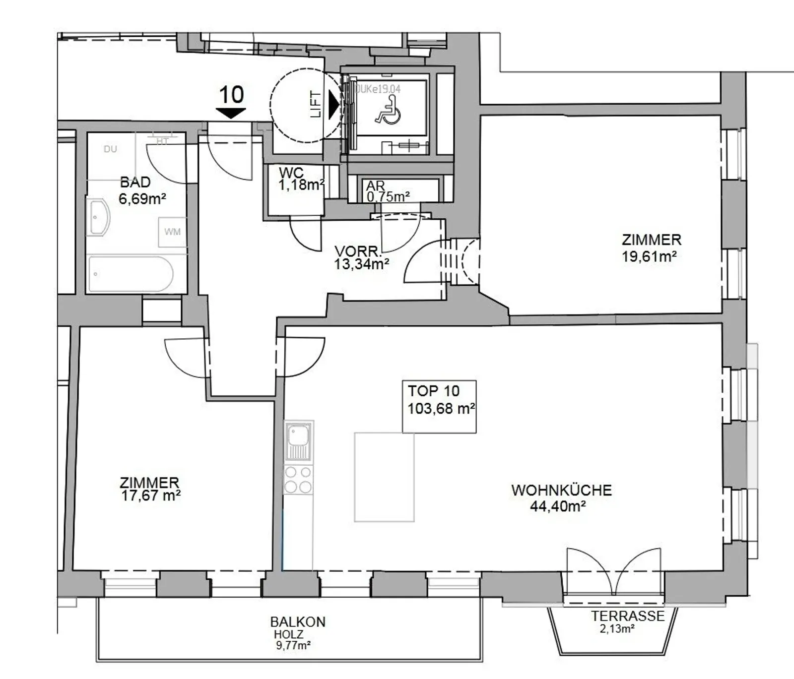 Exclusive 3-room apartment with balcony & view of the Vienna Ferris Wheel - directly at the U2 Messe-Prater, optional garage space - 7/8